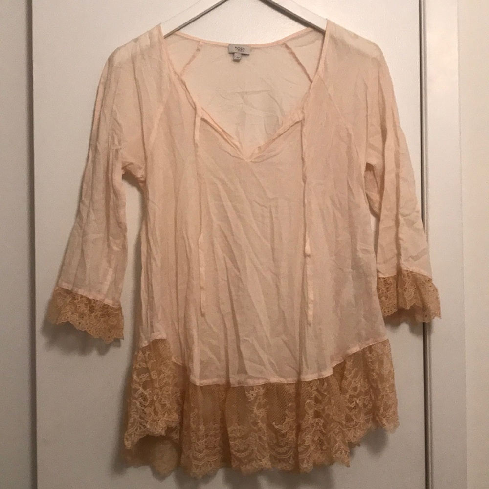 Smock shirt with lace trim